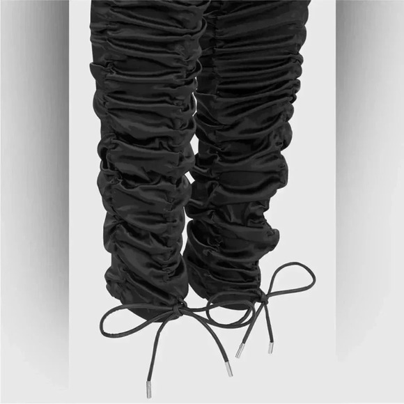 Mainère De Voir Black Ruched Satin Trousers with Ties - Picture 8 of 14
